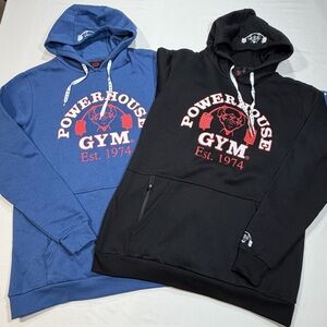 Lot of 2 Powerhouse Gym Official Hoodie Sweatshirt Mens M Black Blue